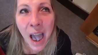 Wife Takes A Deep Drink From A Large Load - Free Use Wife