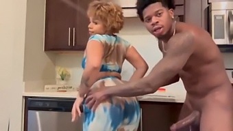 Young Woman Gets Fucked In The Kitchen By A Black Man With A Big Dick.